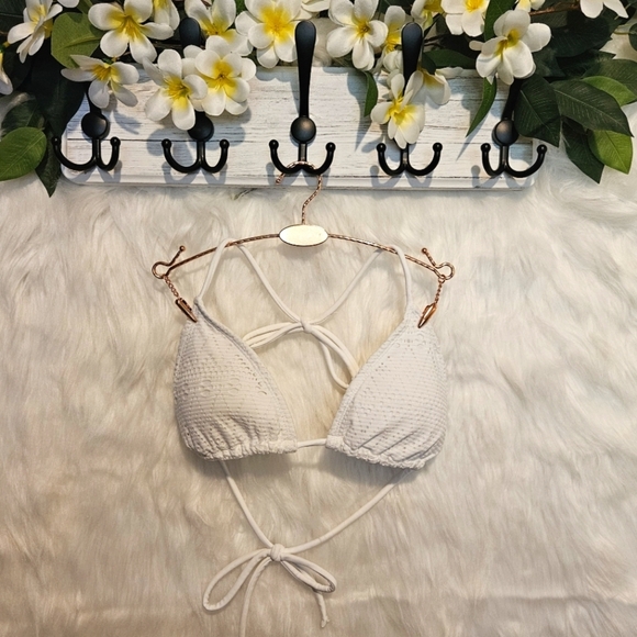 G21 Classic String Bikini Top with Lace Overlay - Picture 2 of 4